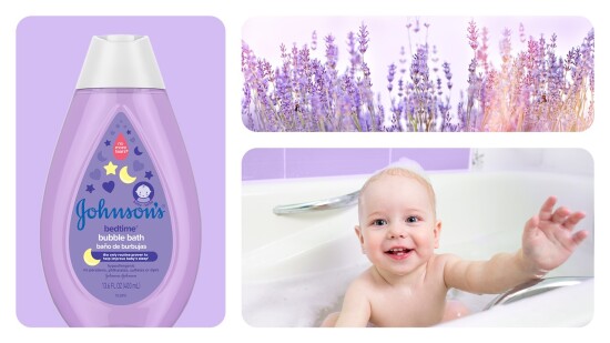 Johnson's bedtime bubble bath with floral aroma and happy baby