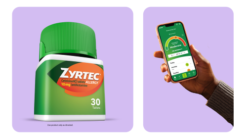 Zyrtec bottle and app